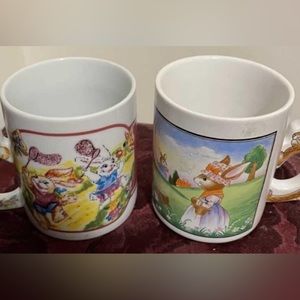 Vintage Easter Peter rabbit mugs with rabbit handle